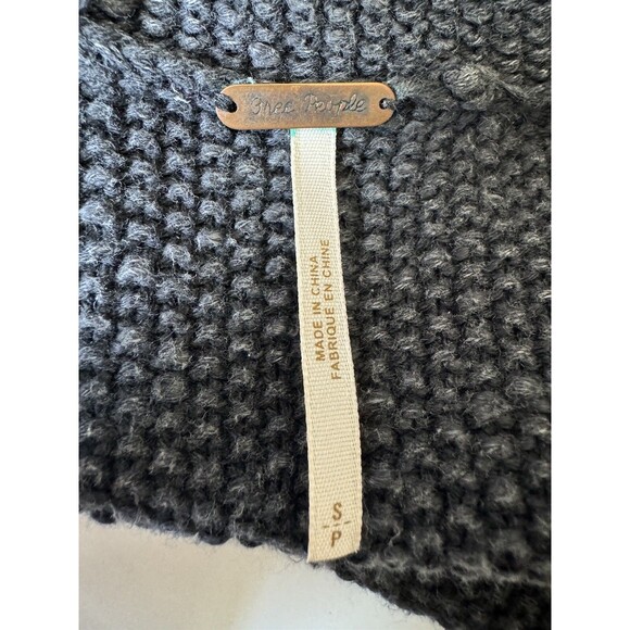 Free People Womens Small Gray Textured Knit Moto Sweater Jacket Cotton Zip Up - Picture 6 of 16